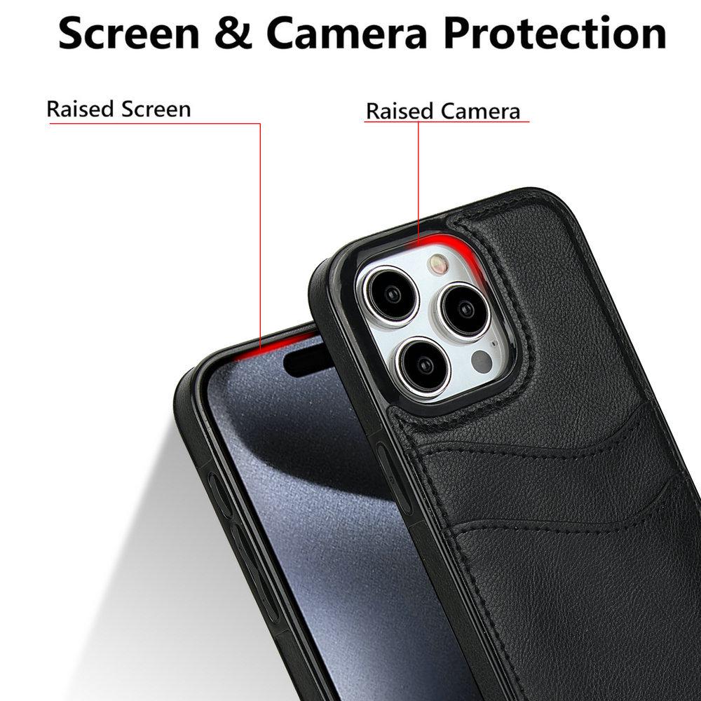 iPhone Leather Card Slot Case: Fits iPhone 16, 17 Pro; Anti-Drop & Sticker Design for iPhones 11 to 15, 12 to 14, and 78 Models.