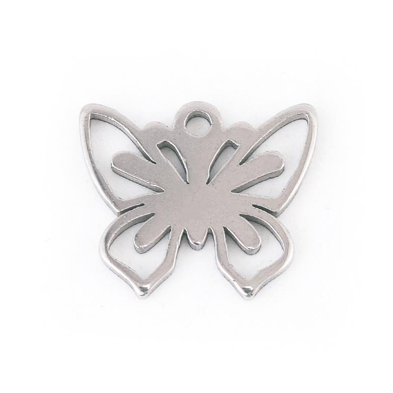 10pcs/lot Stainless Steel Charms Steel Color Pendants Butterfly Tree Heart Charms DIY Lucky Necklace Bracelet Jewelry Making