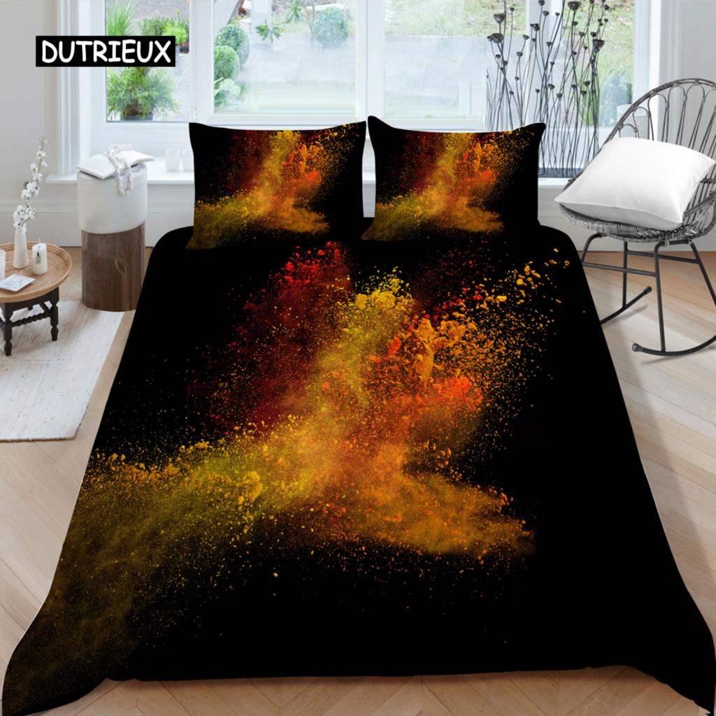 3D Tie Dye King Queen Duvet Cover Colorful Splash Ink Bedding Set for Kids Teens Adults Modern Art Polyester