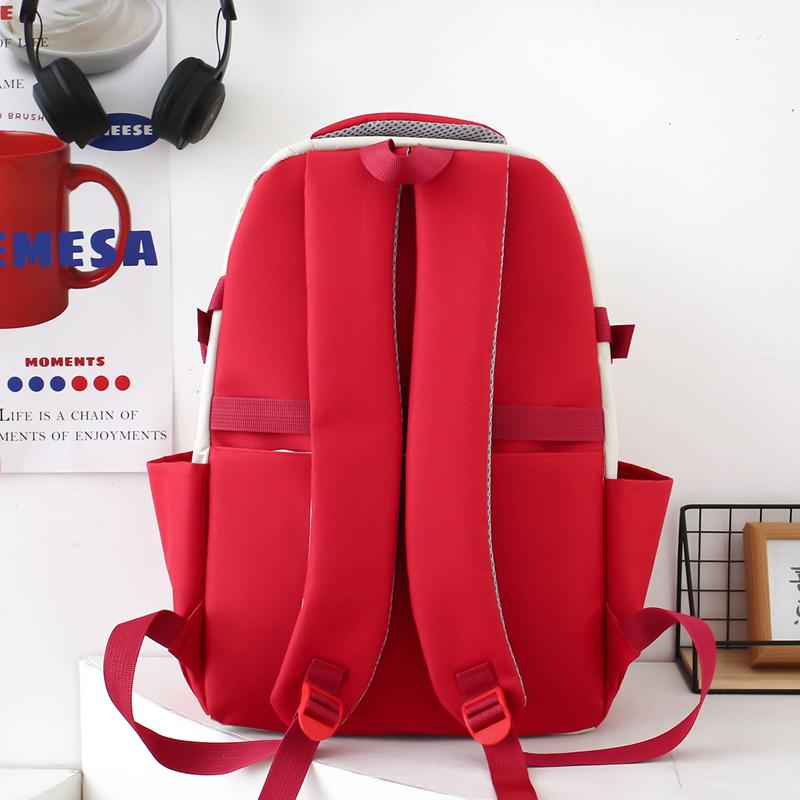 Five-Piece Backpack Set Women's Bear Printed Backpack Student Color Contrast Schoolbag