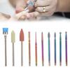 10pcs Tungsten Steel Nail Polishing Grinding Head Nail Drill Bits Dust Brush Set