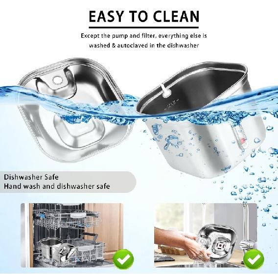 Cat Water Fountain 2.2L/74oz Stainless Steel Pet Water Fountain Dog Water Dispenser Automatic Cat Fountain Dog Bowls Cat Product