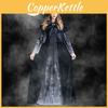 Female Halloween Cosplay Gown With Skeleton Print Polyester Evil Witch Vampire Dead Soul Costume For Party Events