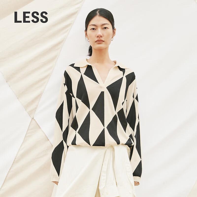 LESS Women's Autumn Lapel Knit Pullover Sweater