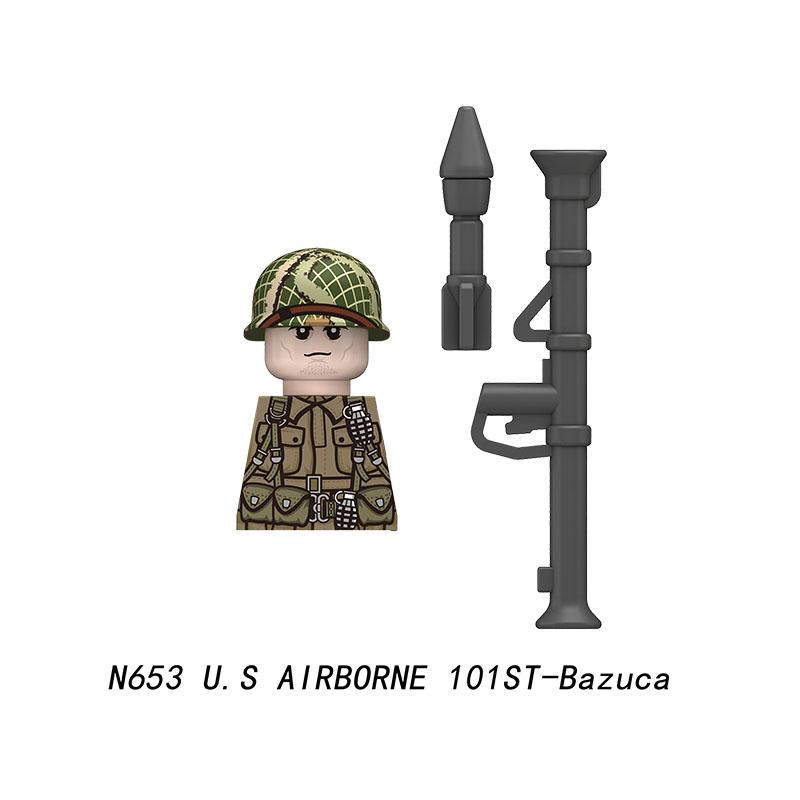 Military Soldier Figure Building Blocks British US French Army Weapons 101 Airborne Division Officer Infantry M1 Toys Gifts D126