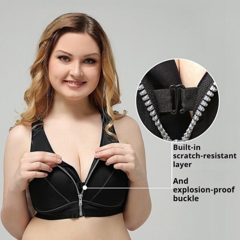 European and American Cross Back Front Zipper Sports Bra Shockproof Running Fitness Yoga Underwear