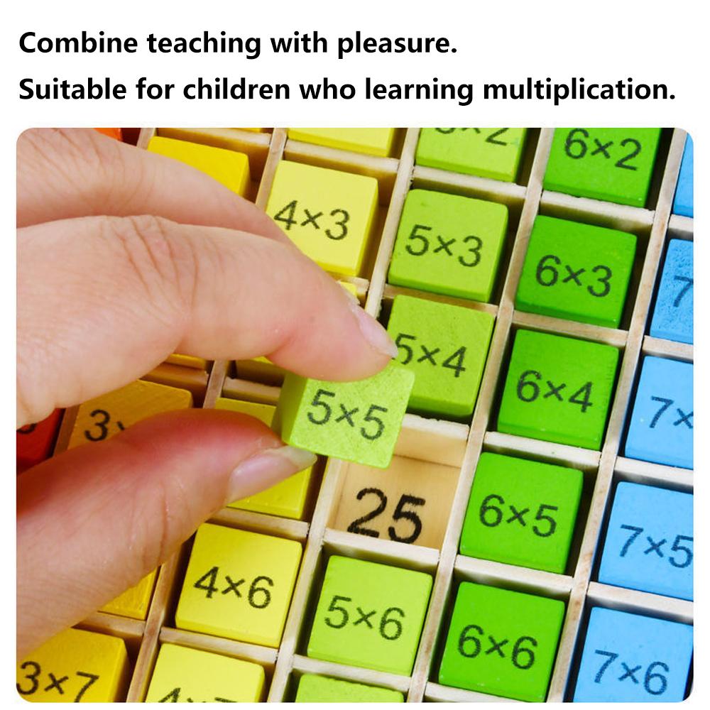 Montessori Educational Wooden Multiplication Table Board For Kids, Teaching Aids Math Toys For Children,Colorful Small Blocks