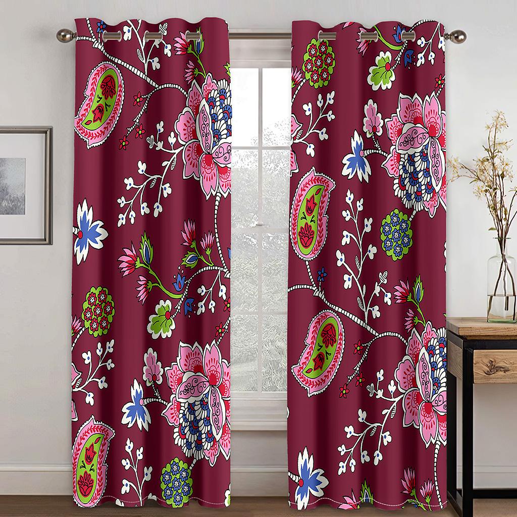 Gold Chinese Vintage Animal Plant Luxury Window Curtains In the Kids Bedroom Living Room Hall Treatments Kitchen Drapes Blinds