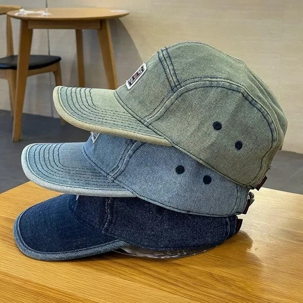 Casual Versatile Denim Cap Vintage Style Adjustable Snapback Cap Flat Brim Baseball Caps Unisex