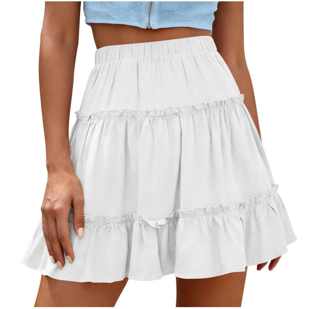 Women's Summer High-Waisted Slimming And Tummy-Concealing Sweet Ruffled Skirt