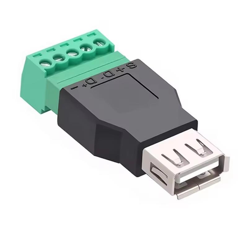 USB 2.0 Type A To 5 Pin Screw Terminal Male Female Connector USB2.0 Jack Socket with Shield