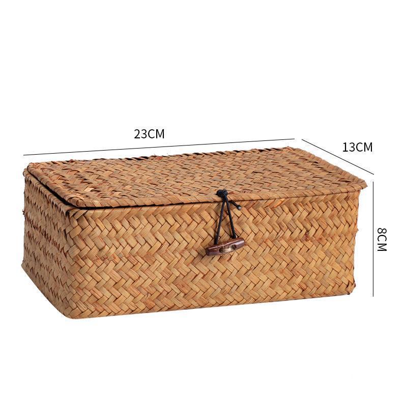Woven Sea Vine & Bamboo Rectangle Snack Storage Basket