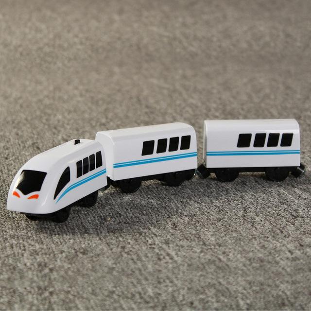 Wooden Tracks Magnetic Rail Car Toys for Children Electric Rc Cars with Light and Sound Magnetic Train Toys for Children Gift