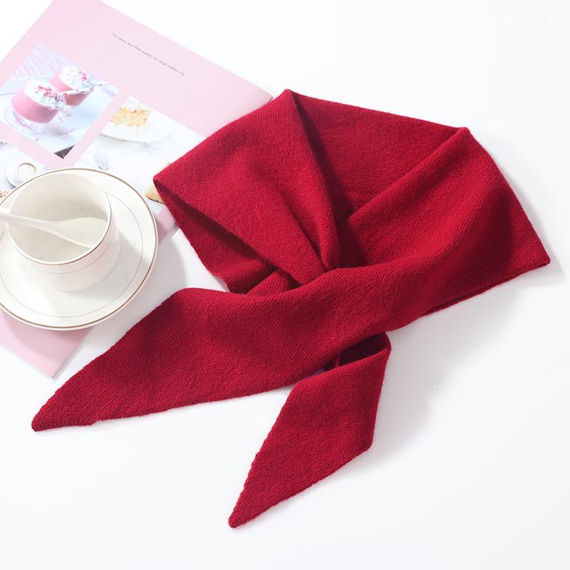 Écharpe Triangle Tricotée 100% Laine Pour Femmes Douce Chaude Cache-cou Croisé Mini Douce Mode Fausse Col Wraps en Laine
