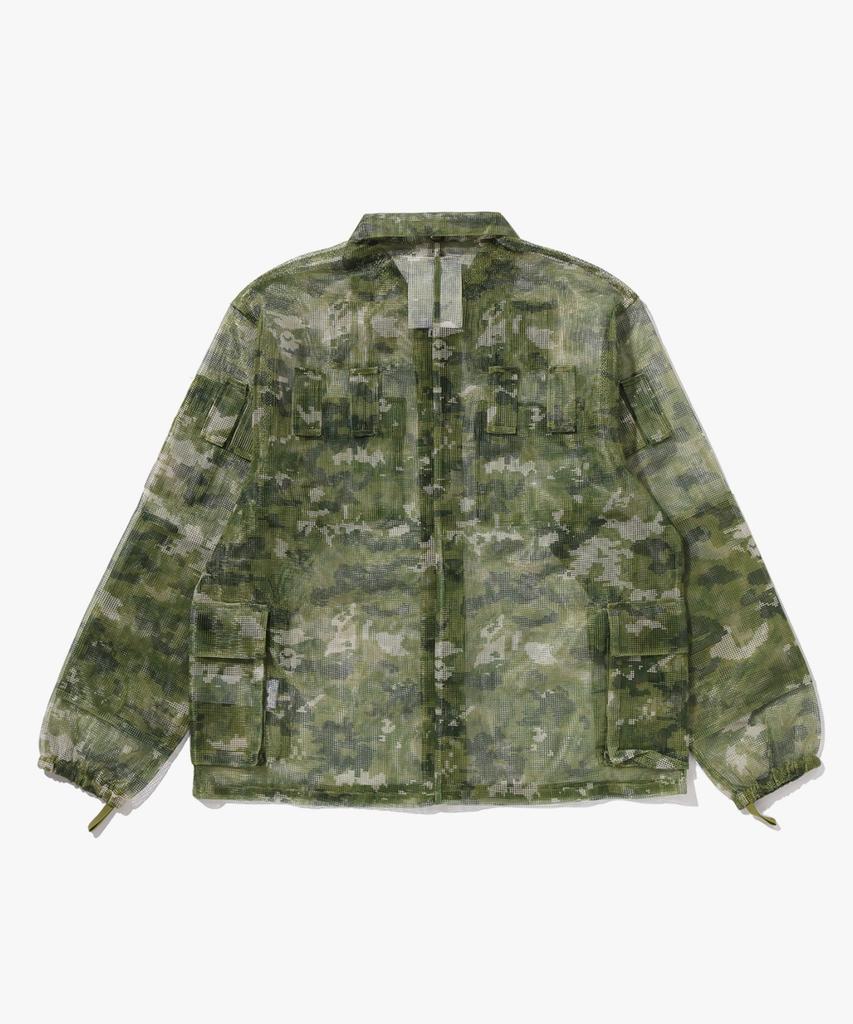 Bape Multi Pixel Camo Mask Hooded Shirt Jacket (M) Green