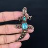 Blue Copper Turquoise Pendant, Handmade Gemstone 999 Copper Wire Wrapped Pendant Antique Jewelry, For Gift Silver Jewelry