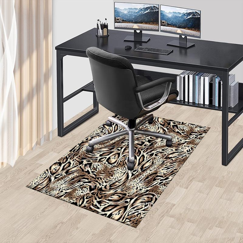 1PC Leopard Print Tiger Skin Non-Slip Floor Carpet Compatible for Office&Living Room&Bedroom&Dining Room - Flat- Soft & Pattern, Vibrant Colors-W302
