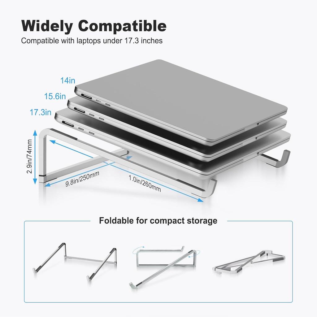 A Foldable Laptop Stand Suitable for Desktops, A Universal Laptop Ventilation Stand in Silvery
