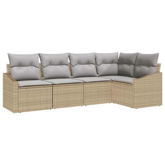VidaXL Ensemble de canapés de jardin 5 pièces avec coussins beige poly rattan 3346720