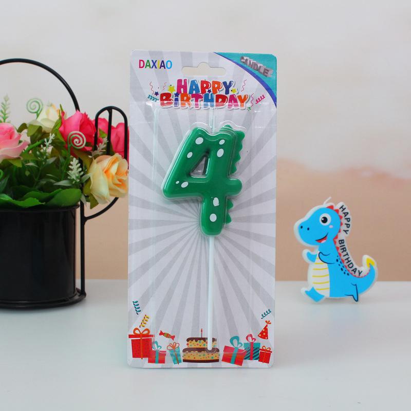 1PC Dinosaur Digital Candles Cake Decorations 0-9 Year Old Happy Birthday Cake Candle Colorful Digital Candle Party Supplies