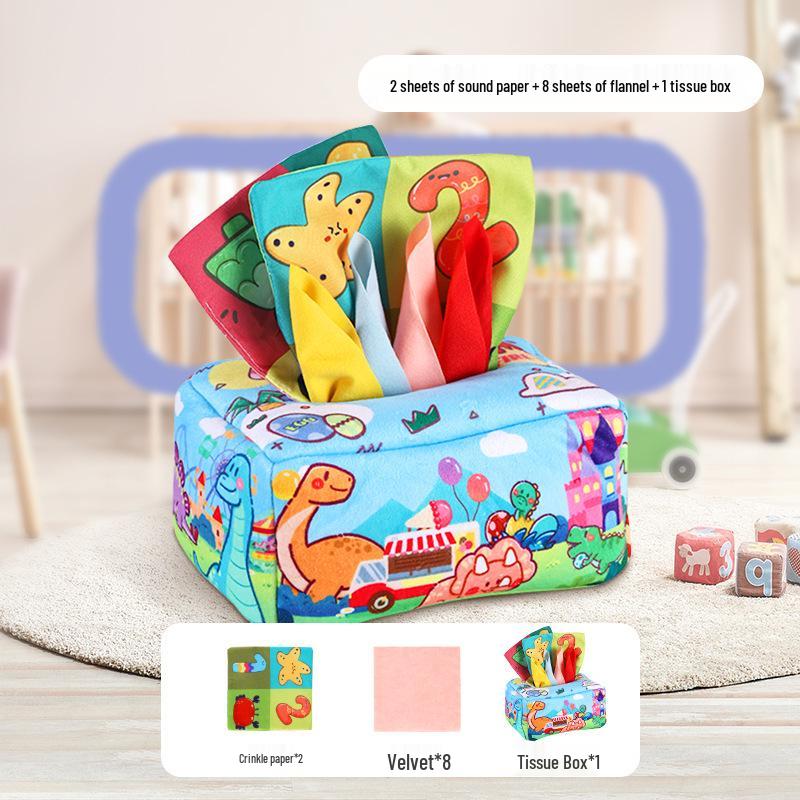 Washable Tear-Proof Crinkle Paper Toy for Infants - Soothing Tissue Box & Cloth Book