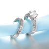 Elegant Wedding Engagement Couple Rings Set 925 Sterling Silver Color Anniversary Accessory With Full Shiny Cubiz Zircon Stone