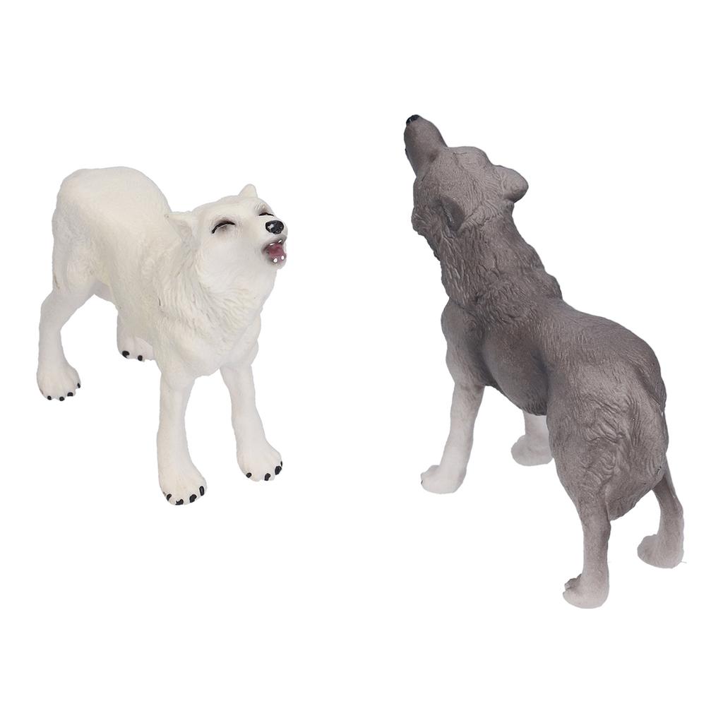 2pcs Howling Wolf Action Figure Figurines Toys Howling Wolf Animal Model Educational Presents for