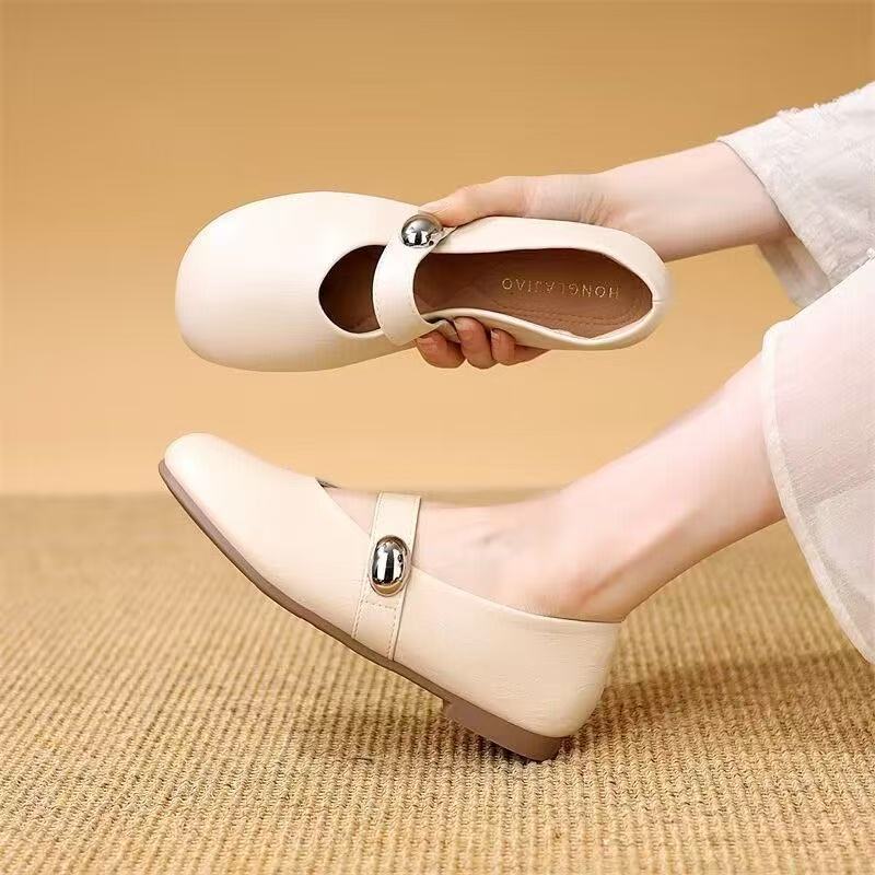 Beautiful Single Shoes Women's Autumn New Gentle Evening Shoes Flat Beanie Shoes Mary Jane Women's Shoes