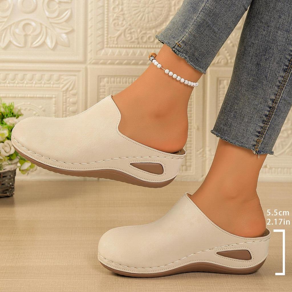 2025 Women's Plus Size Round-Toe Thick-Soled Backless Breathable Summer Slippers