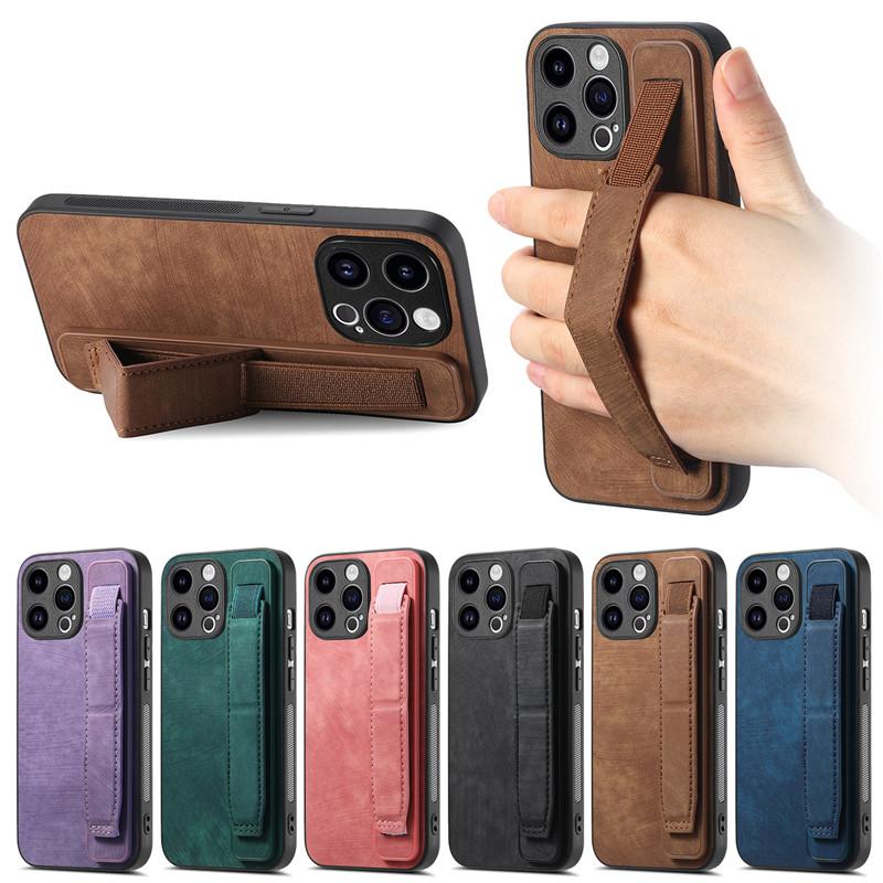 Wrist Strap Leather Phone Case for iPhone 15 Pro Max 14 Plus 13 12 for Samsung Galaxy S24 Ultra S23 S22 S21 FE A35 A25 A15 A05 A54 A24 A14 A53 Cover