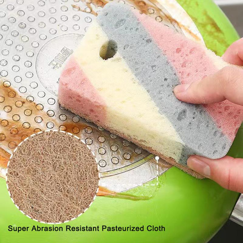 1/5/10pcs Color Dishwashing Sponge Wood Pulp Cotton Color Magic Cleaning Sponge Remove Rust Pot Brushes Kitchen Washing Tool