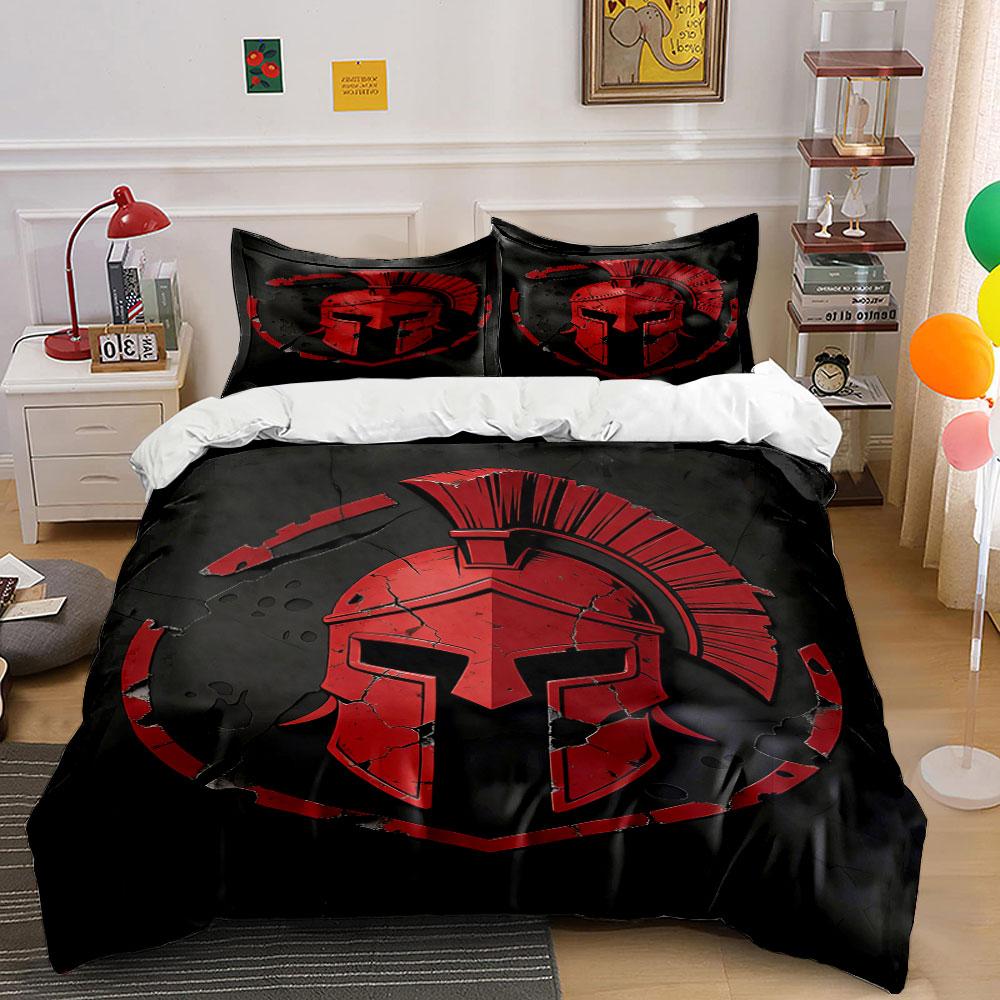 

Red Spartan helmet design. Bedding sets Duvet cover sets Duvet covers Pillowcases(1 * Duvet Cover 2 * Pillowcases, without duvet insert) 135x200cm