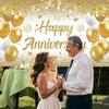 White Gold Happy Wedding Anniversary Banner for 5 10 15 20 25 30 40 50 for Couple, Happy Anniversary Decorations, Surprise for Parents Cheers To