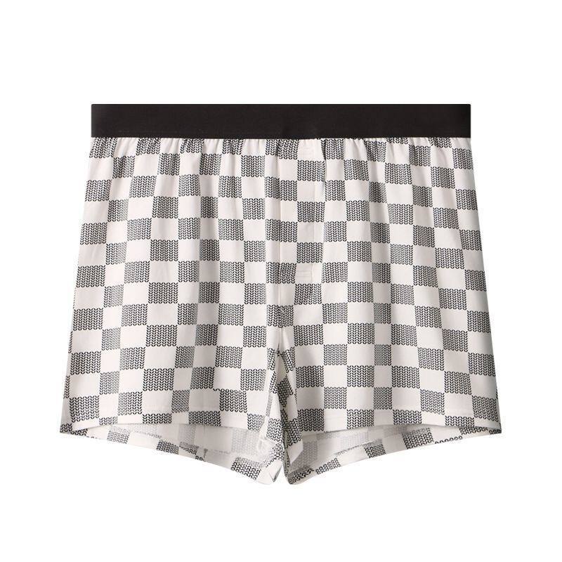 Men s Spring and Summer Fashion New Plaid Loose Flat Angle Underwear L белый