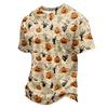 Men's Halloween Printed Crew Neck Short Sleeve Shirt Casual Loose Fit Top with and Pumpkin Pattern for Holiday