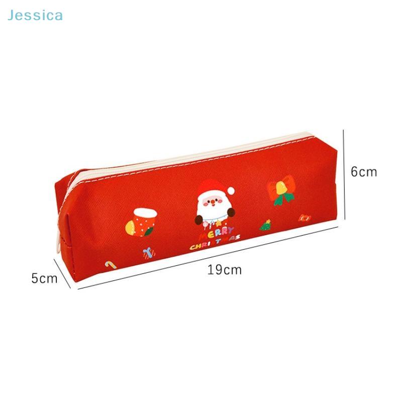 Weihnachtliches Buntstift-Etui mit Reißverschluss Weihnachtsmann Schneemann Große Kapazität Stiftebeutel Schüler Schreibwaren Aufbewahrungstasche