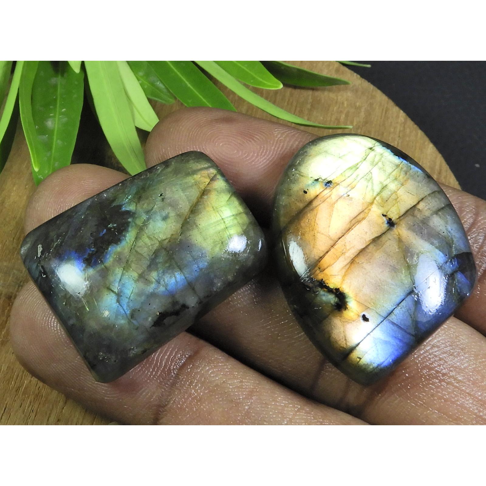 

24X30-27X34MM Natural Labradorite Fancy Cabochon Loose 2Pcs Gemstone 121Cts. B-42