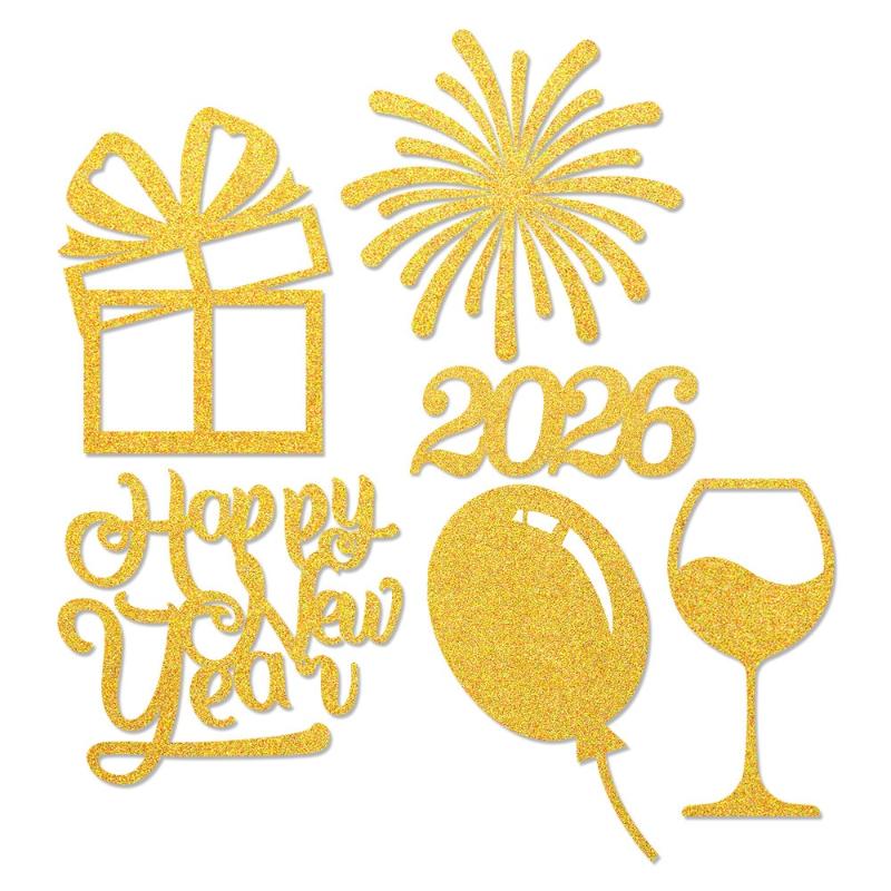 100 Stuks/Set Gelukkig 2026 Nieuwjaar Confetti Gouden Uienpapier Doe-het-zelf Confetti om te Gooien Vakantie Desktop Decoratie