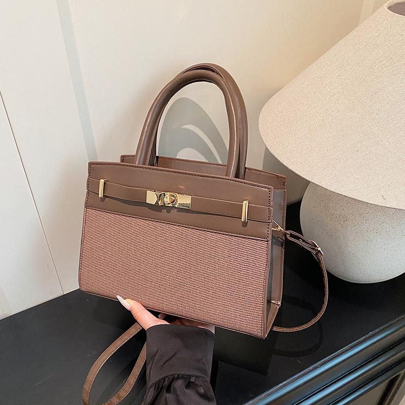 New women's contrasting color handbag bag fashionable high-quality texture shoulder messenger commuter small square bag
