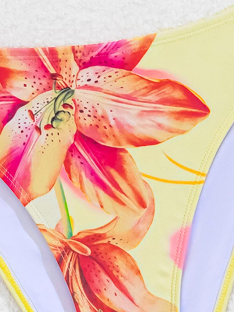 Bedruckter Bikini zum Binden Dreieck Sexy Bikini geteilter Badeanzug für Frauen