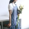 Cotton Linen Apron for Women Plain Work Apron Pinafore Dress Adjustable Casual Apron for Cooking Gardening Coffee Shop