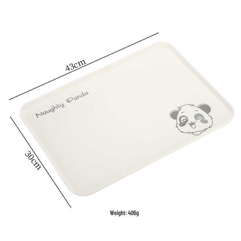 Cream Style Little Bear Rectangular Tea Tray for Cups, Snacks, and Fruits