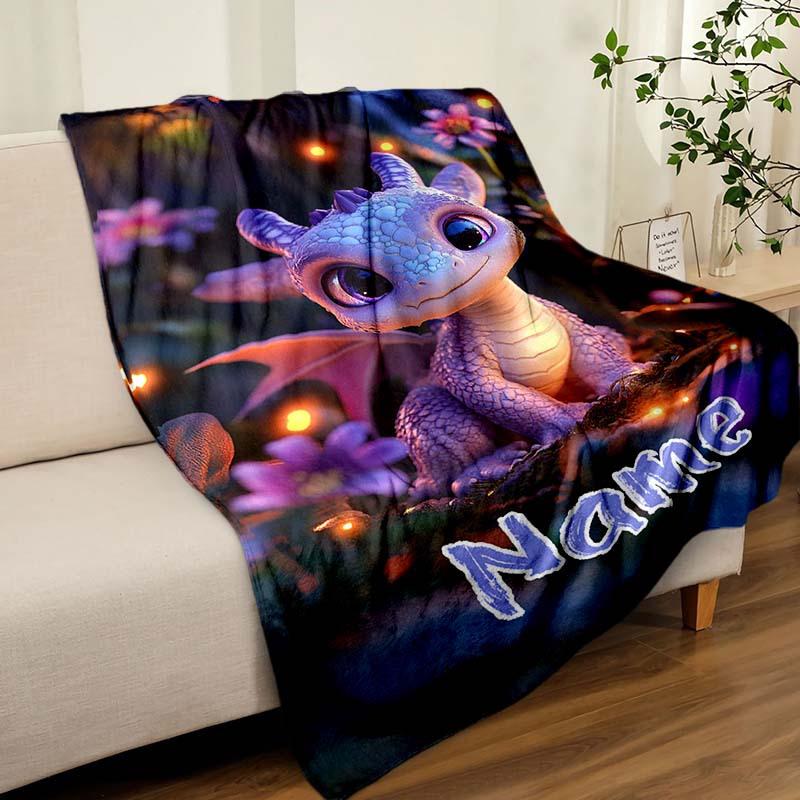 Mini Dragon Customize Your Name Blanket Used For Chair Office Sofa Bed Camping Soft And Warm Giving Friends And Relatives Birthday Graduation Gift