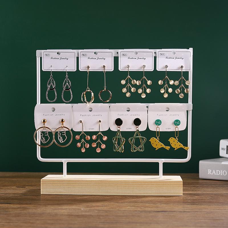 Solid Wood Iron Art Earring Holder Jewelry Display Stand for Home Storage and Hanging Ear Studs.
