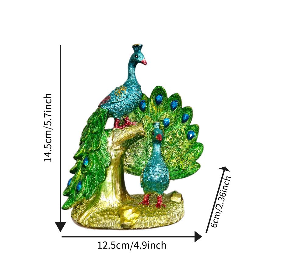 1 Resin Peacock Statue, Lifelike, Perching On a Branch, Suitable for Indoor and Outdoor Decoration. Can Be Used To Decorate Courtyards, Gardens, Ter