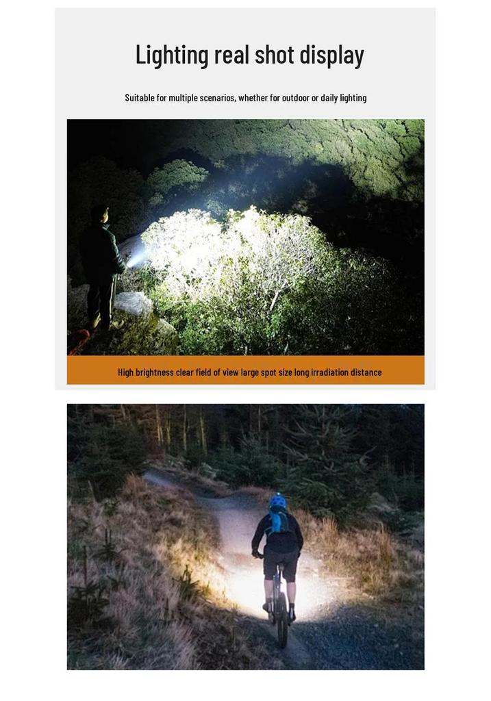 Ultra Bright Multifunctional Flashlight & Power Bank with Side Warning Light, Digital Display, and Bicycle Light