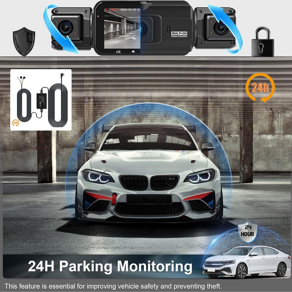 Cámara de salpicadero para coches 4 canales Caja negra WiFi Cámara de conducción FHD 1080P Visión nocturna Grabación en bucle Accesorios para coche