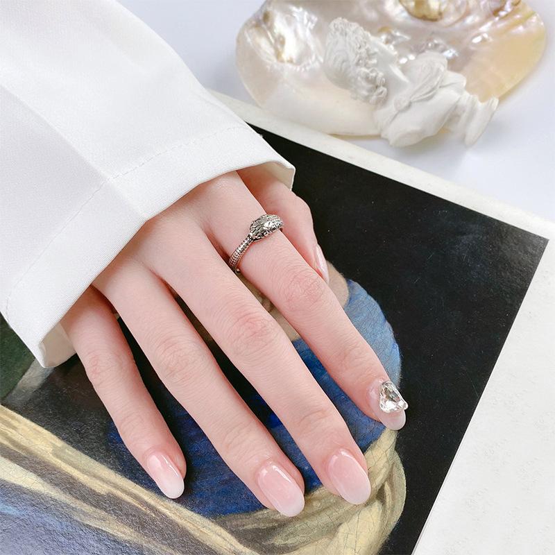 925 Sterlingsilber Vintage Schlange Tier Thailändisches Silber Damen Fingerringe Handaccessoires Schmuck für Frauen Geburtstagsgeschenke