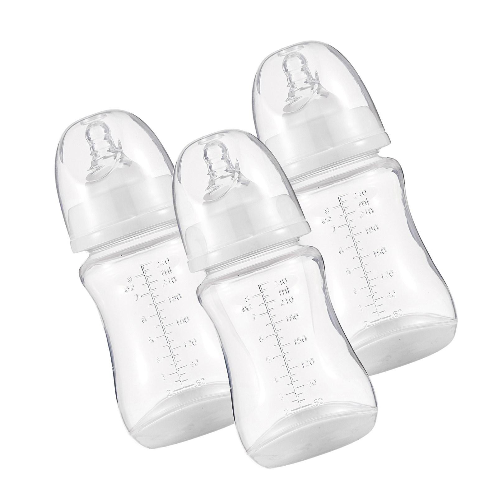 Baby Bottles with Silicone Nipple & Storage Cover Breastfeeding Bottles for Baby Food Grade PP Milk Storage Bottles 240ml & 8-pack белый