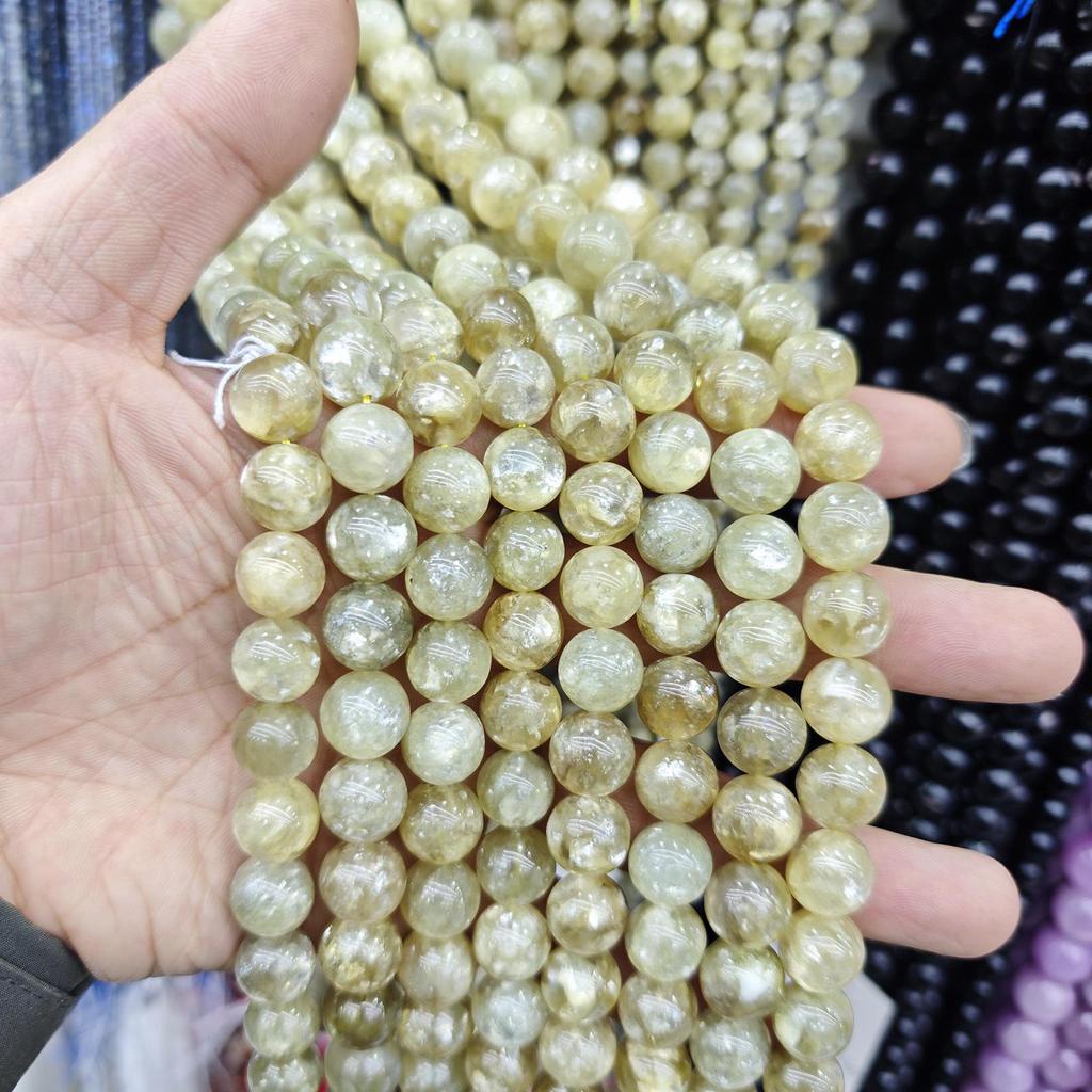 Yellow Citrine Round Loose Beads for DIY Bracelet Jewelry Accessories